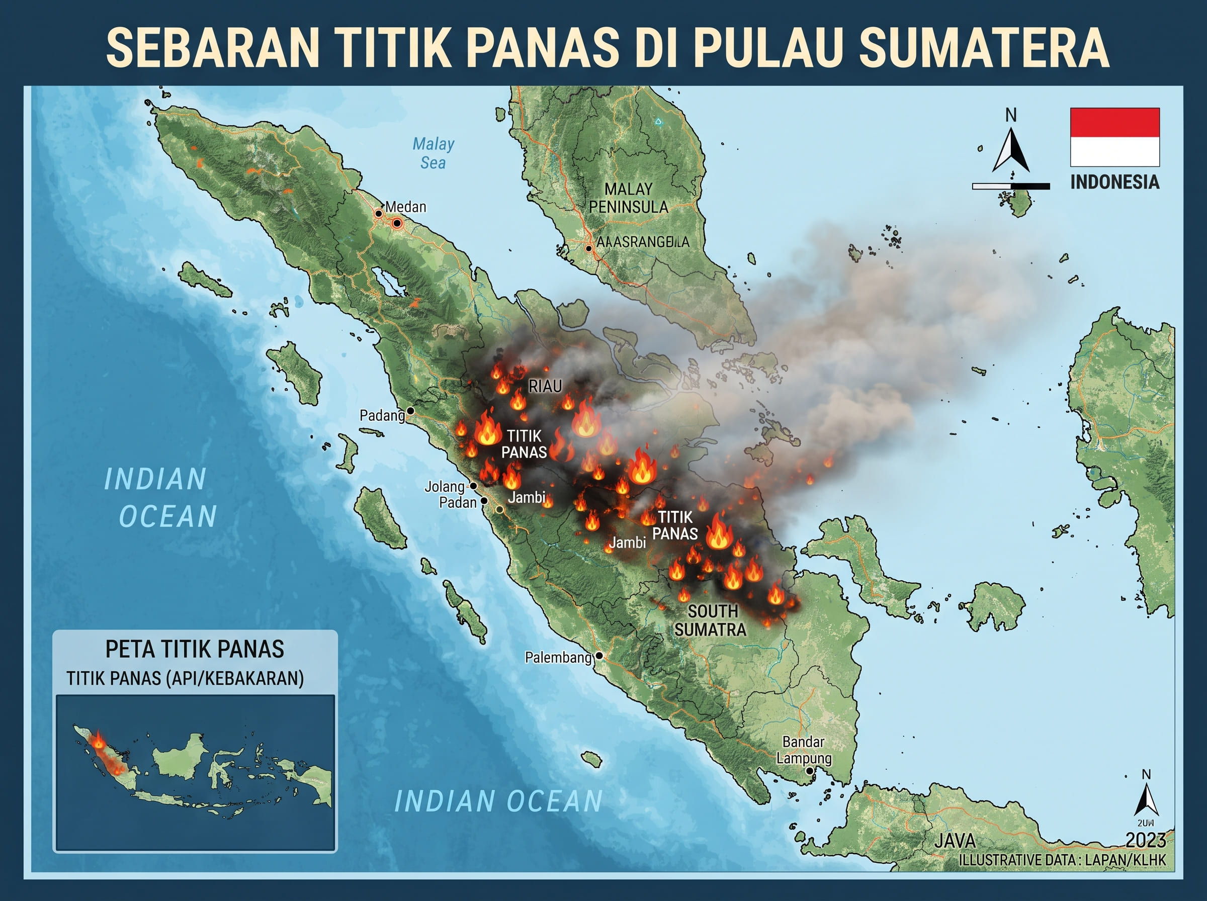 Mengkhawatirkan, Titik Panas di Sumatera Melonjak Jadi 3.653 Titik