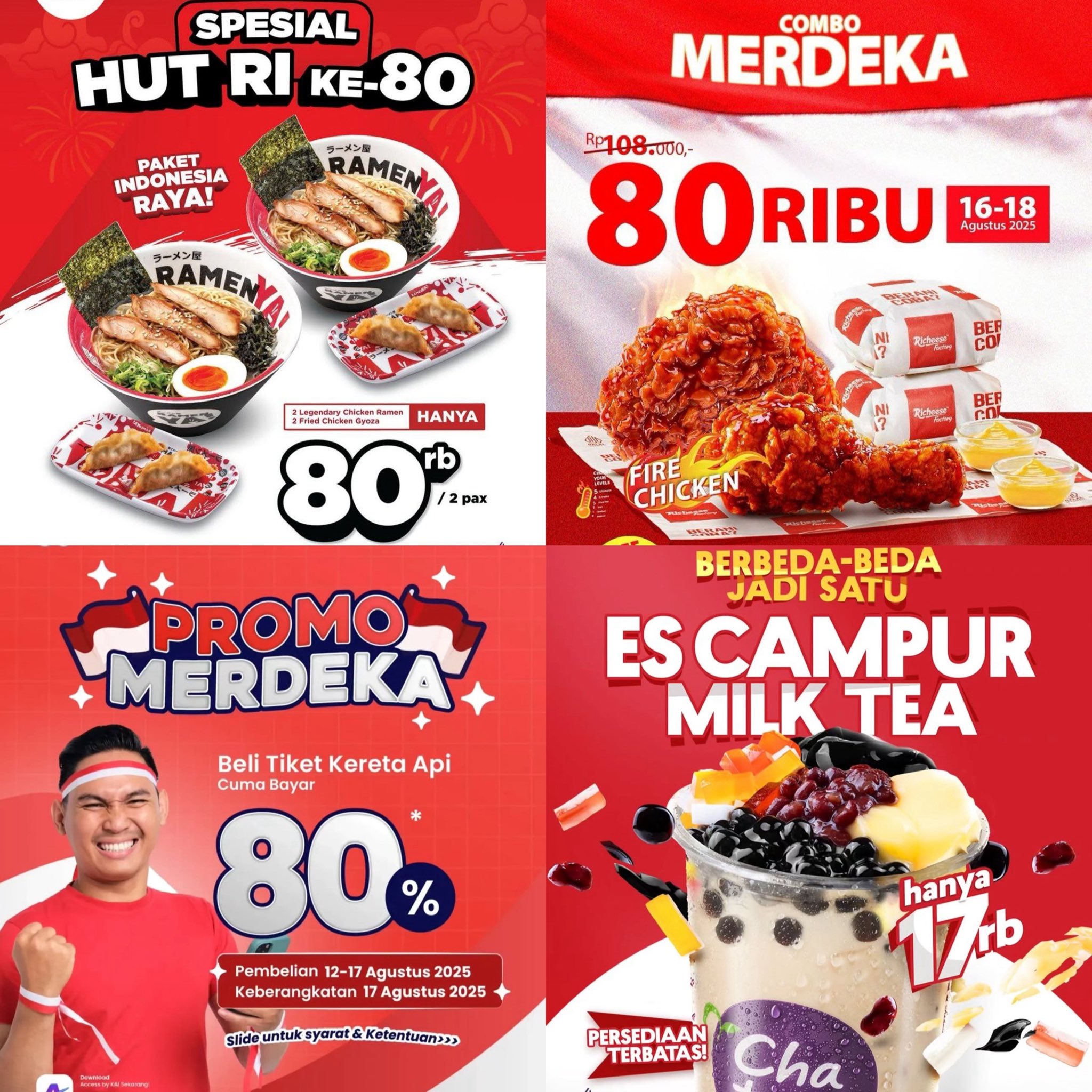 Kumpulan Promo Kemerdekaan HUT RI ke-80, Mulai dari Chatime Sampai Pizza Hut