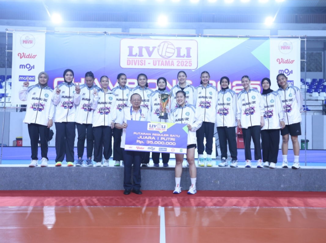 Tampil Konsisten di GOR Nambo, Rajawali O2C Juara Putaran Reguler Pertama Livoli Divisi Utama 2025