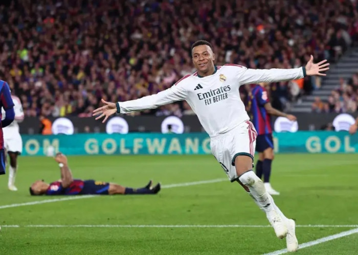 Cetak Brace Bersejarah dalam El Clasico, Kylian Mbappe Bantu Real Madrid Permalukan Barcelona di Camp Nou 